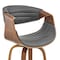 Armen Living Arya 30" Swivel Bar Stool in Gray Faux Leather and Walnut Wood LCAYBAWAGR30 - alternate 5